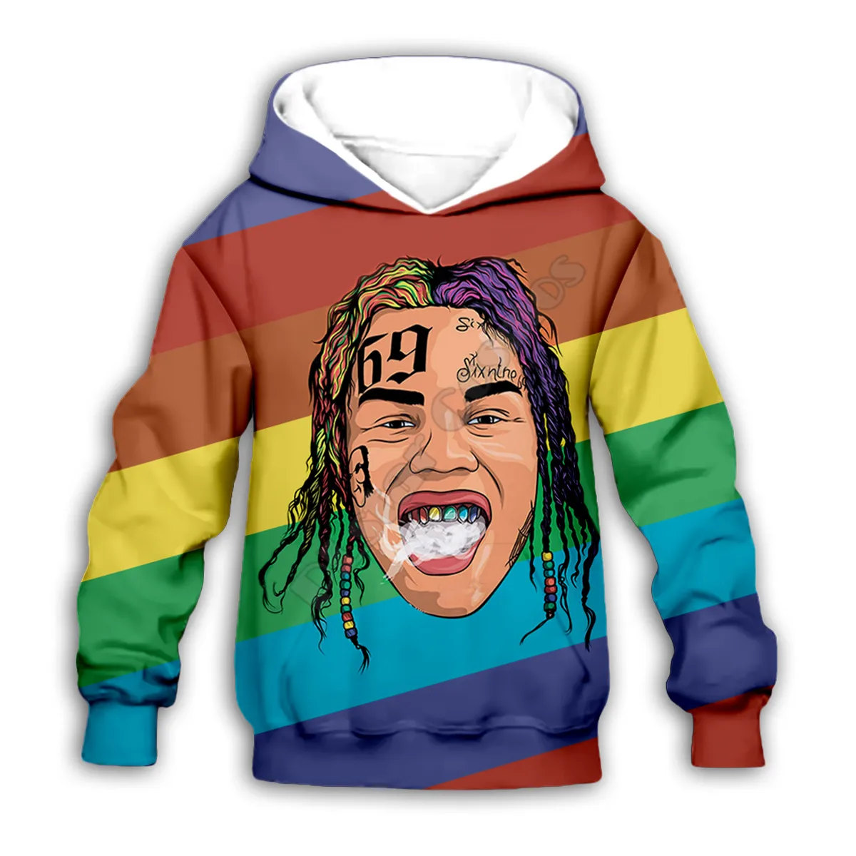 

Kids Set SInger 6IX9INE 3D Printed Hoodies family suit tshirt zipper Pullover kids funny Sweatshirt Tracksuit/pant shorts 05