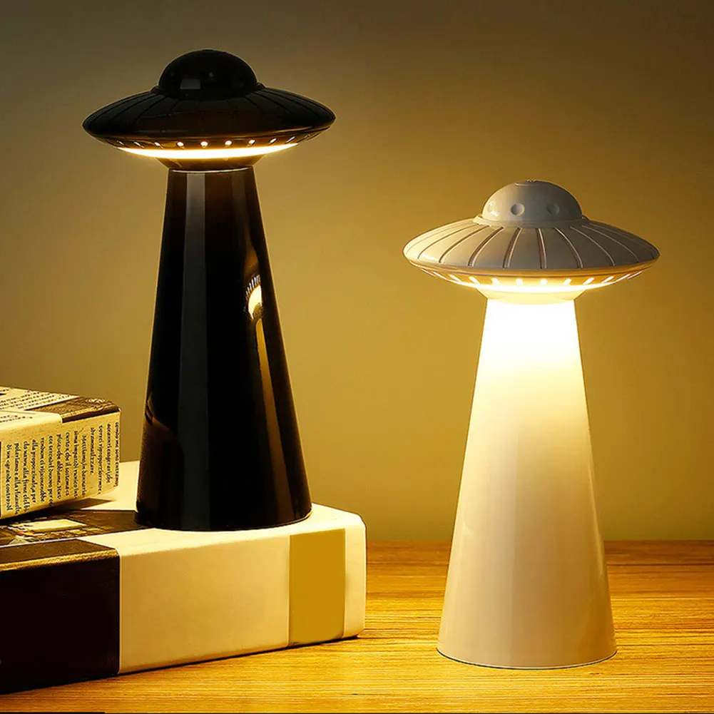 

LED Light Reading Portable Table Lamp Home Gift Stepless Dimming Solid Eye Protection ABS USB Rechargeable Decoration UFO Design