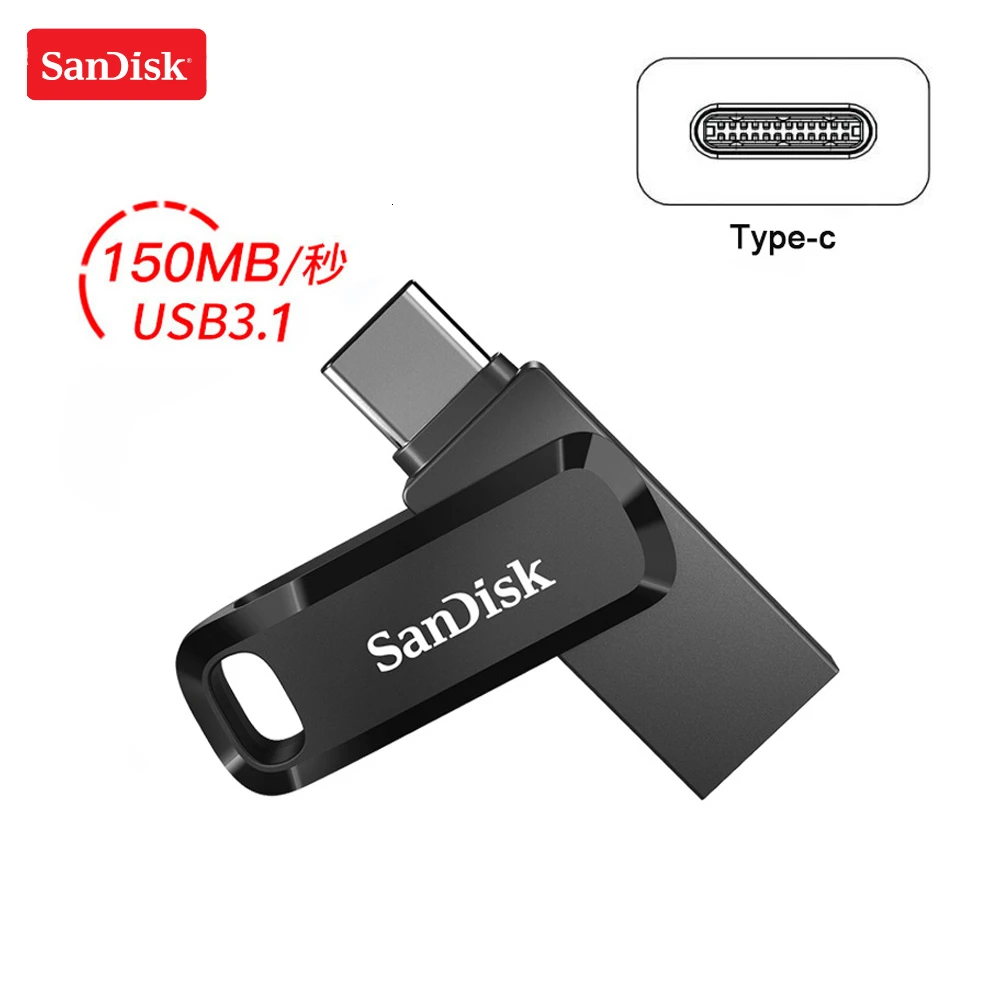 100% Оригинал Sandisk DC3 USB Type-C 32 Гб 64 OTG флэш-накопитель Mini U диск памяти флешка 128 ГБ SDDDC3 3