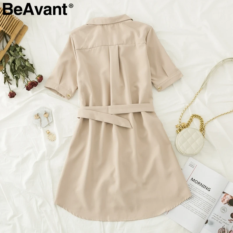 BeAvant Double breasted women blazer dress Elegant half sleeve sash belt female work dresses Chic autumn office ladies vestidos | Женская