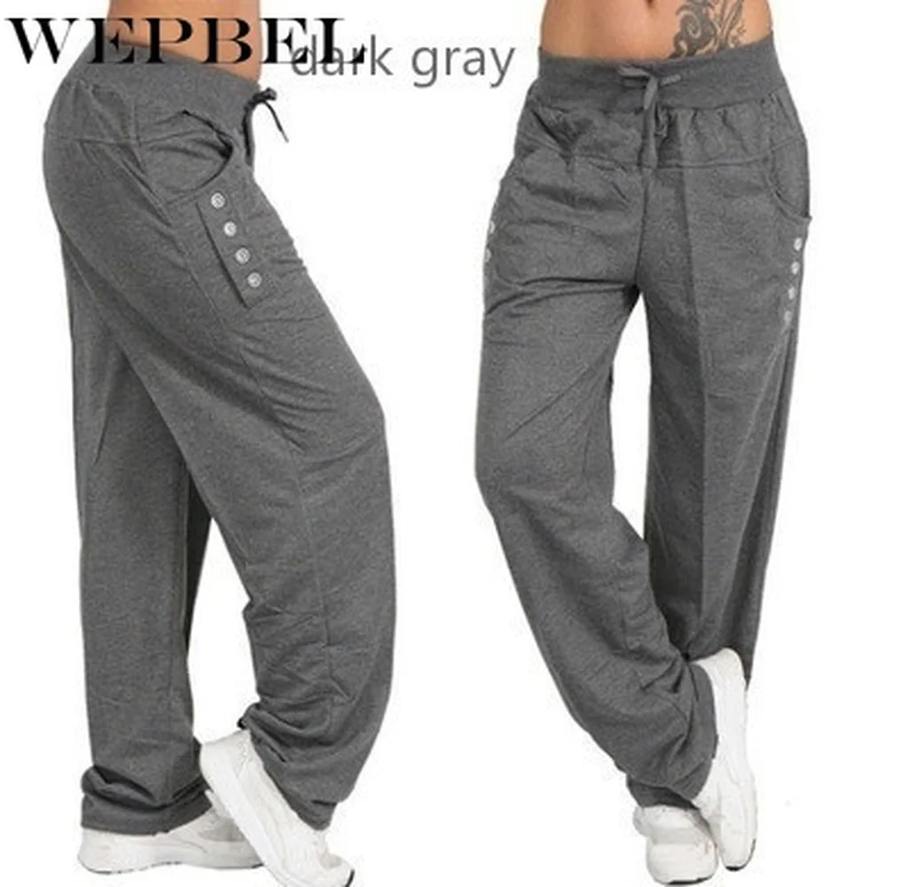 

WEPBEL Women Trousers Pants Women's Fashion Loose Casual Pure Color Harem Joggerpant Trousers Harem