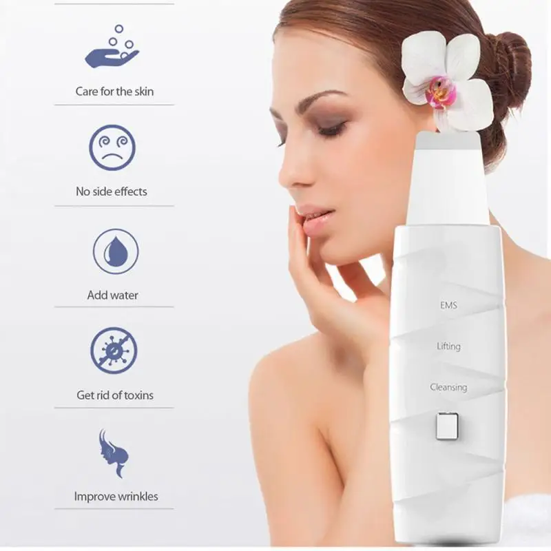 

2021 Ultrasonic Skin Scrubber Facial Skin Clean Ion Acne Blackhead Remover Peeling Shovel Cleaner Facial Massager Skin Care