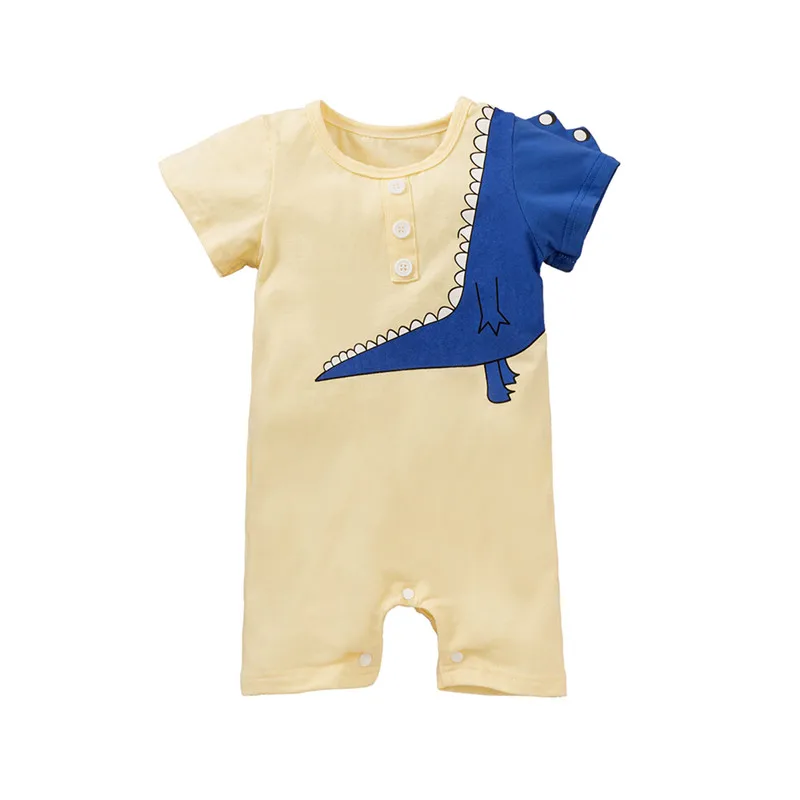 

Romper Baby 2021 Toddler Unisex Cartoon Dinosaur Print Round Neck Short Sleeve Jumpsuit Playsuits for Summer Fall Outfits