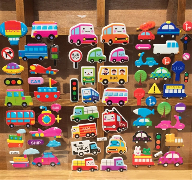

5PCS Cartoon Bubble Stickers Transport Cars Kids Bubble Stickers Christmas Gift