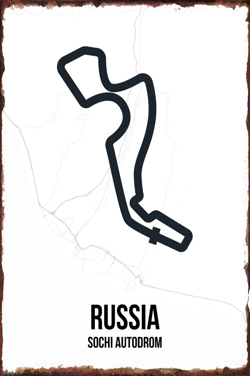 

Sochi Circuit Racetrack Tin Sign Tin Plates Wall Decor Room Decoration Retro Vintage Metal Sign For Home Club Man Cave Cafe