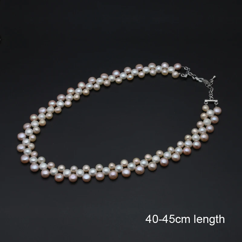 

Three rows layered pearl necklace,wedding natural freshwater pearl necklace anniversary gift