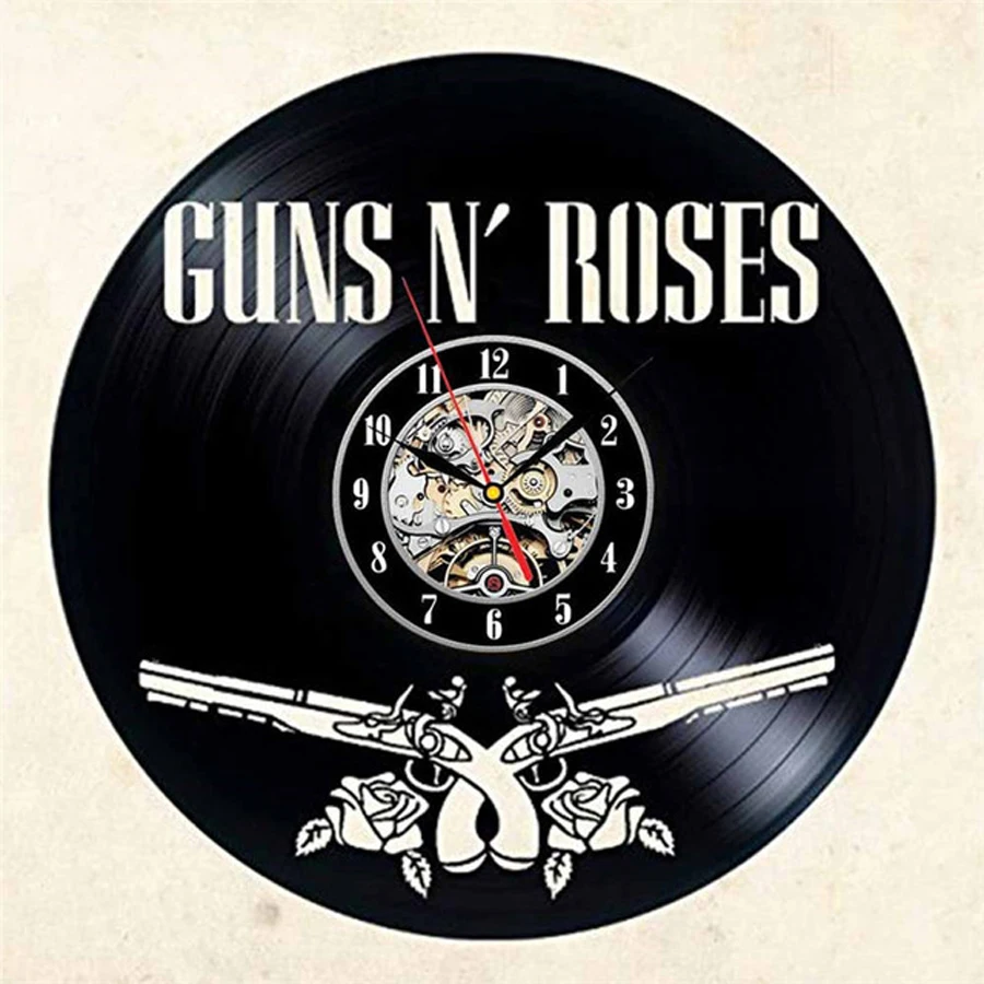 Guns N Rose Виниловая пластинка настенные часы современный дизайн Музыкальная Тема GnR Slash 3D наклейки винтажные часы в виде компакт-диска настенные часы домашний декор