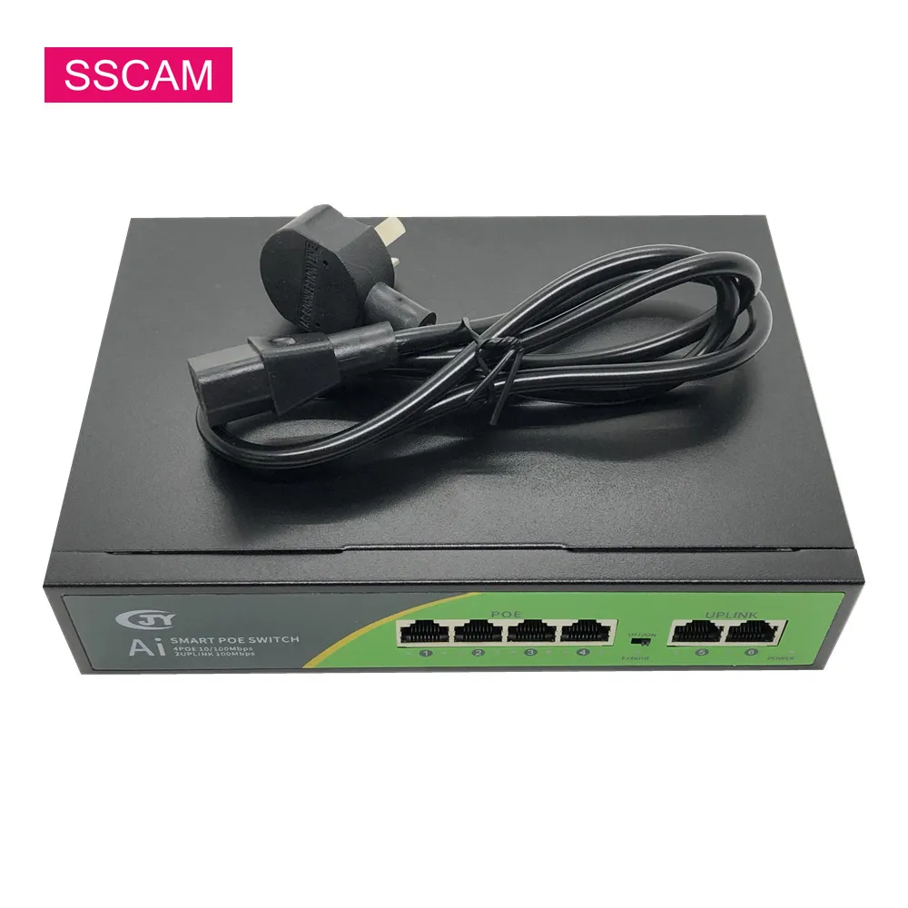 10/100 Mbps 4+2 Ports POE Gigabit Switch Active Fast With Internal Power 52V For IP Cameras Security Monitor | Безопасность и