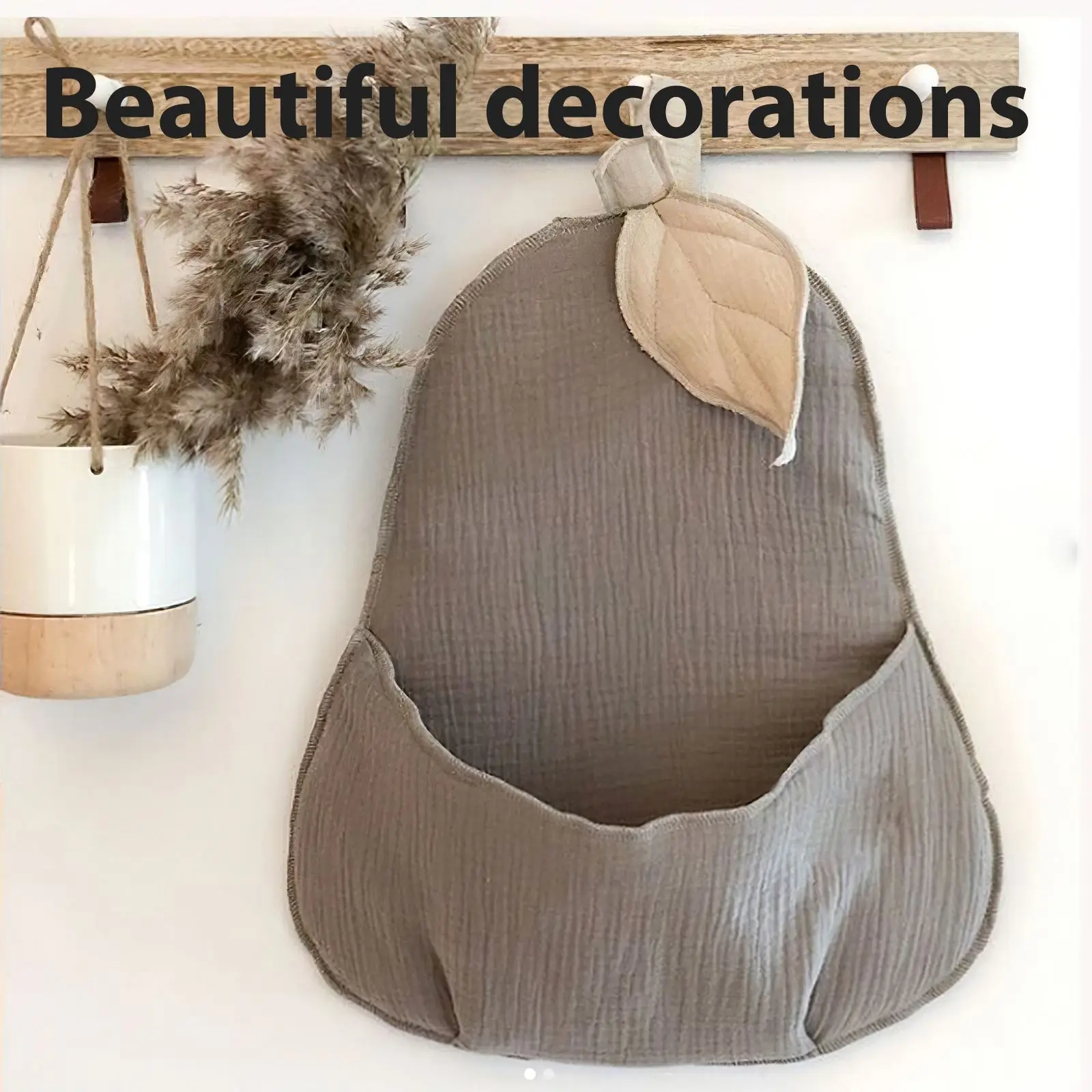 

Cute Pear Shape New Hanging Storage Bag Nordic Style Organizer Soft Sponge Cotton Wall Mounted Sundries Storage Bag for Room