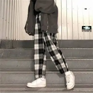 

dropshipping Harajuku Plaid Pants For Women Trousers 2021Streetwear Woman Harem Pants Autumn Ladies Causal Pants Plus Size