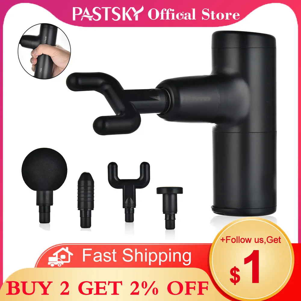 

1200-3500r/Min Mini Massage Gun Deep Muscle Tissue Massager Charge 50HZ High Frequency Stimulation Back Cervical Neck Shoulder