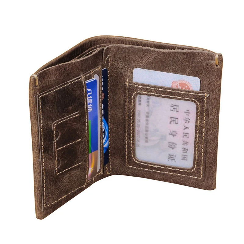 Мужской кошелек ручной работы из натуральной кожи в стиле ретро Короткий прочный