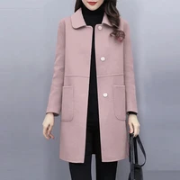 women autumn winter quilted padded woolen jacket 2021 female new spring in the long buttons was thin solid color woolen coata574