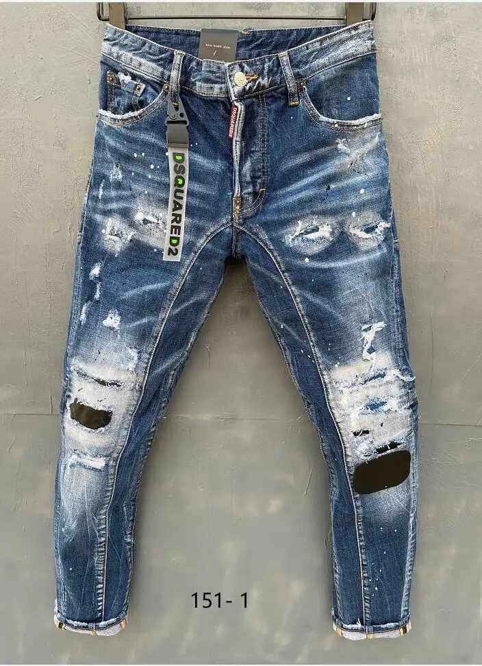 Популярные Классические мужские/женские узкие джинсы DSQUARED2 с вышивкой прямые