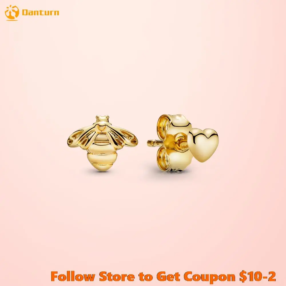 

Danturn New 925 Sterling Silver Stud Earrings Bee & Heart Stud Earrings For Women Earings Original Fashion Jewelry Birthday Gift