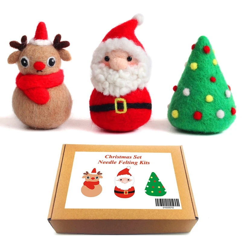 

Christmas Needle Felting Kit for Beginners Gift Package Christmas Felting Wool Set Christmas Gift Craft Kits English Manual
