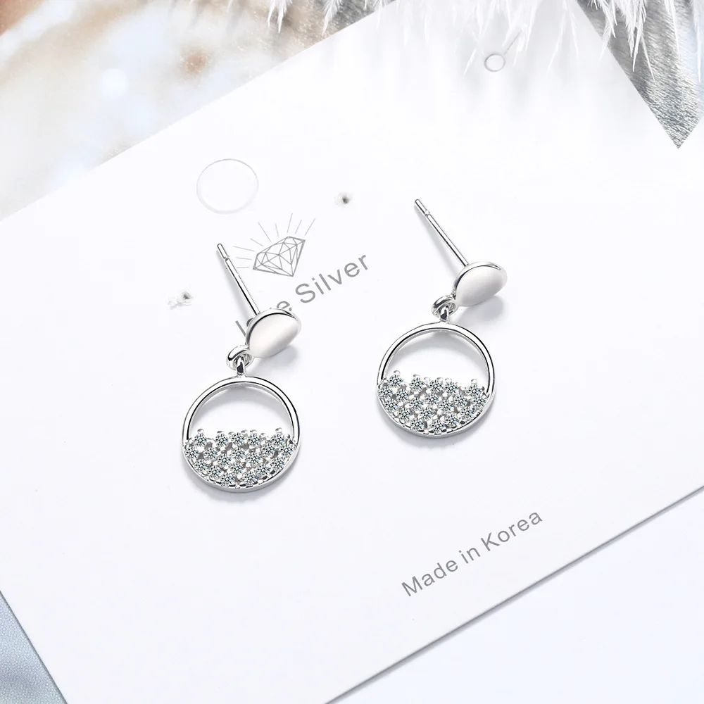 

Solid 925 Sterling Silver CZ Stud Earrings For Women Jewelry Classic Double Circle Earrings Cubic Zirconia Ear Piercing