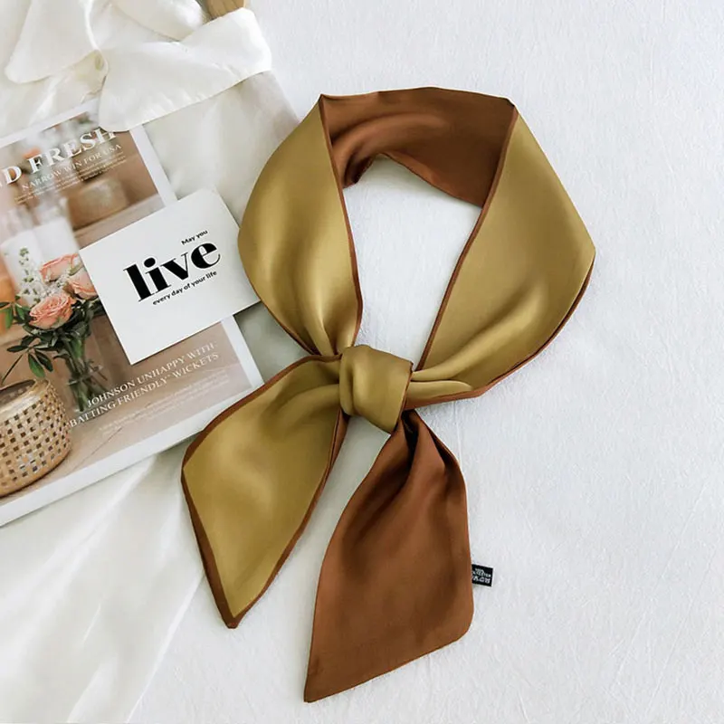 

Splicing Color Women Neckerchief Small Silk Scarf DIY Bag Handle Small Ribbon Hair Scarf Hair Tie Band Lady Long Narrow Scarves