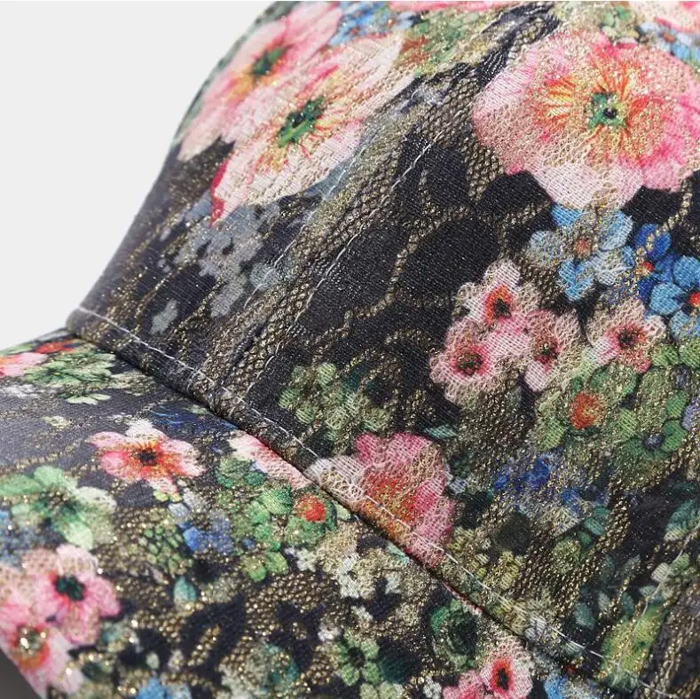 Высокое качество кружевная отделка бейсболка с цветами модная шляпа c вышивкой