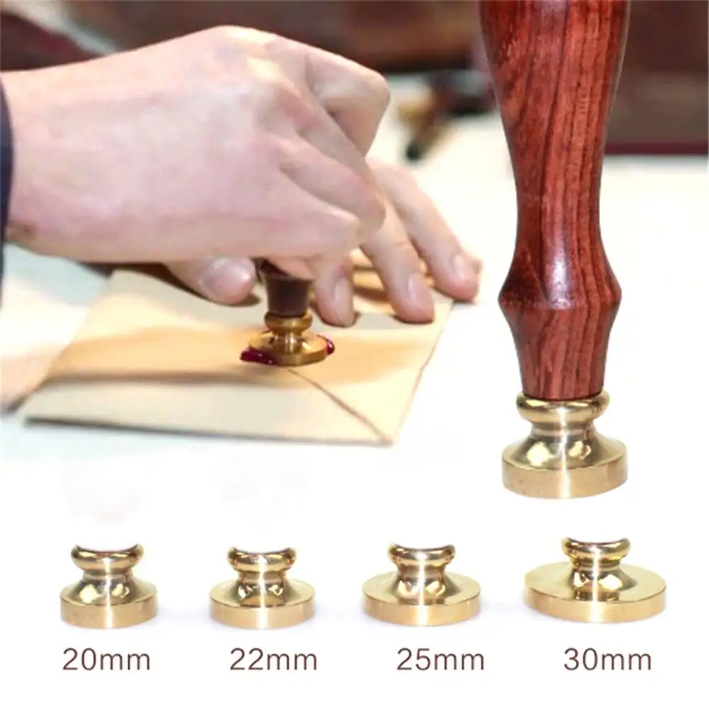 

4 Kinds Of Size Retro Sealing Wax Stamp Copper Head Round Copper Head For Envelope Sealing Wooden Clear Stamps Embossing Folder