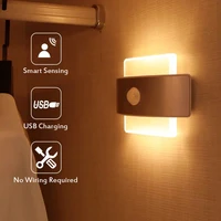 led lamp shade wall light with smart sensor night light usb rechargeable bedroom bathroom decor white lighting wardrobe tools 50