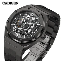cadisen new 42mm men watches mechanical automatic nh70a black watch men 100m waterproof brand luxury casual business wristwatch