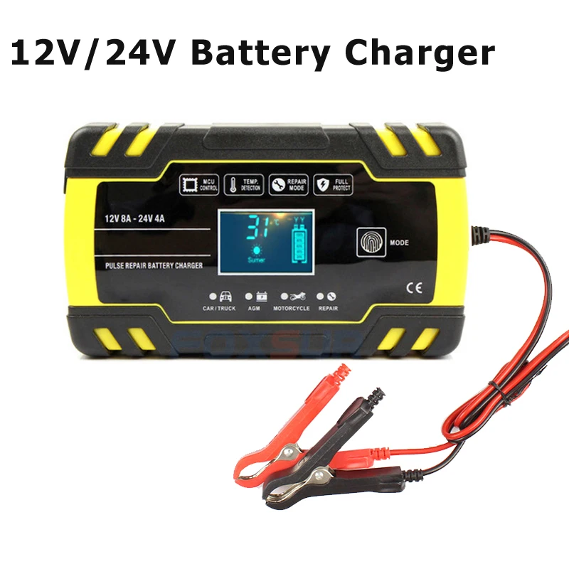 

12V/24V автоматическое автомобильное зарядное устройство для ремонта импульсов, влажное сухое свинцово-Кислотное зарядное устройство 8A