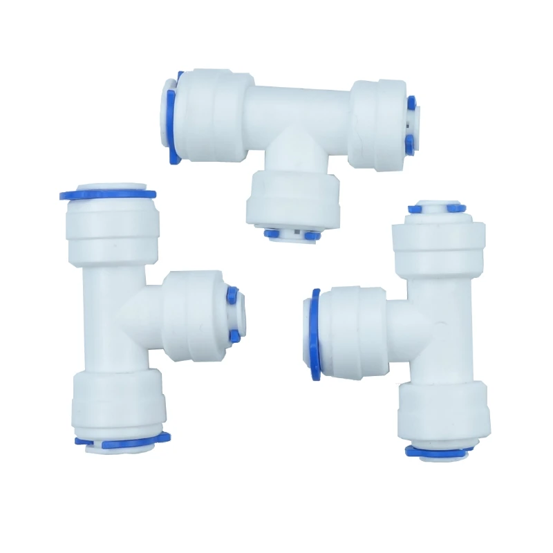 

1/4" 3/8" OD Equal Or Reducing Union Tee Connector Quick Connect RO Water System Reverse Osmosis Aquarium Fitting