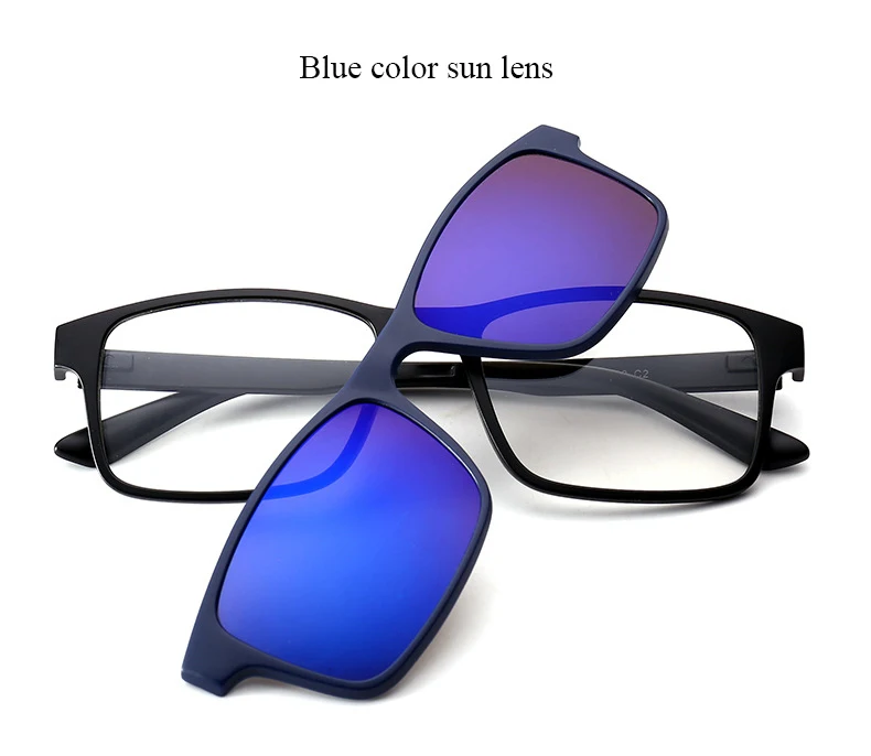 

Fashion Men Women TR90 Spectacle Frame with 5 Sun Lenses Clip On Polarized Prescription Sunglass Magnetic Eyeglass Frame