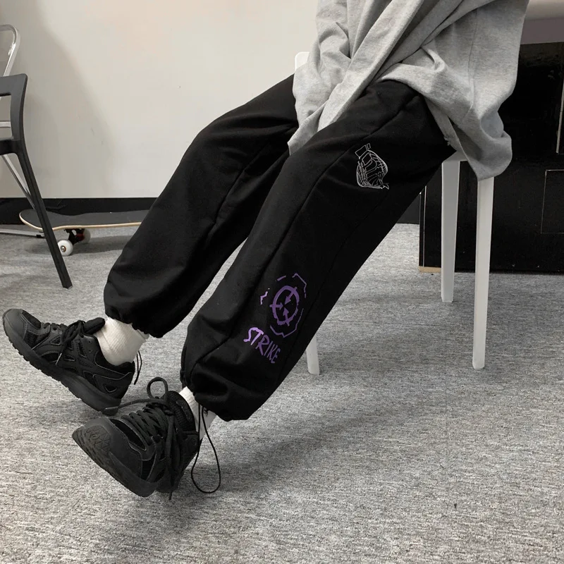 

of new Harajuku student loose sports style personalized insert ins High Waist Hip Hop Pants