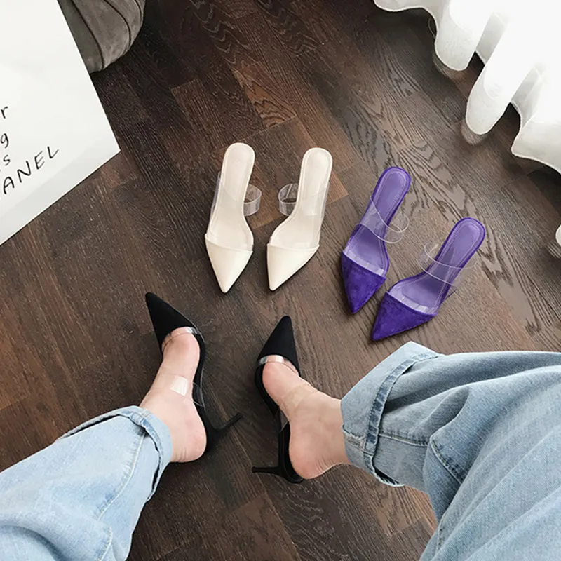 Boussac/пикантные женские сабо с острым носком элегантные туфли-лодочки из ПВХ на