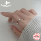 TrustDavis Настоящее серебро 925 пробы модные милые синтезирующие жемчужные Открытые Кольца для женщин Свадебная вечеринка ювелирные изделия DA2475