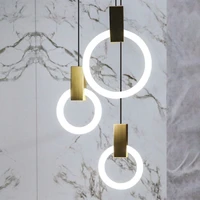 post modern xylon double sided circular halo pendant light quality creative staircase hollow restaurant bedroom lighting lamps