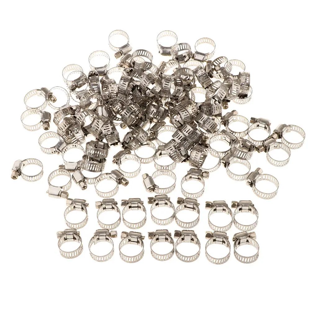 

100 X Hose Clamps Fuel Line Clips Clamp For Petrol Pipe