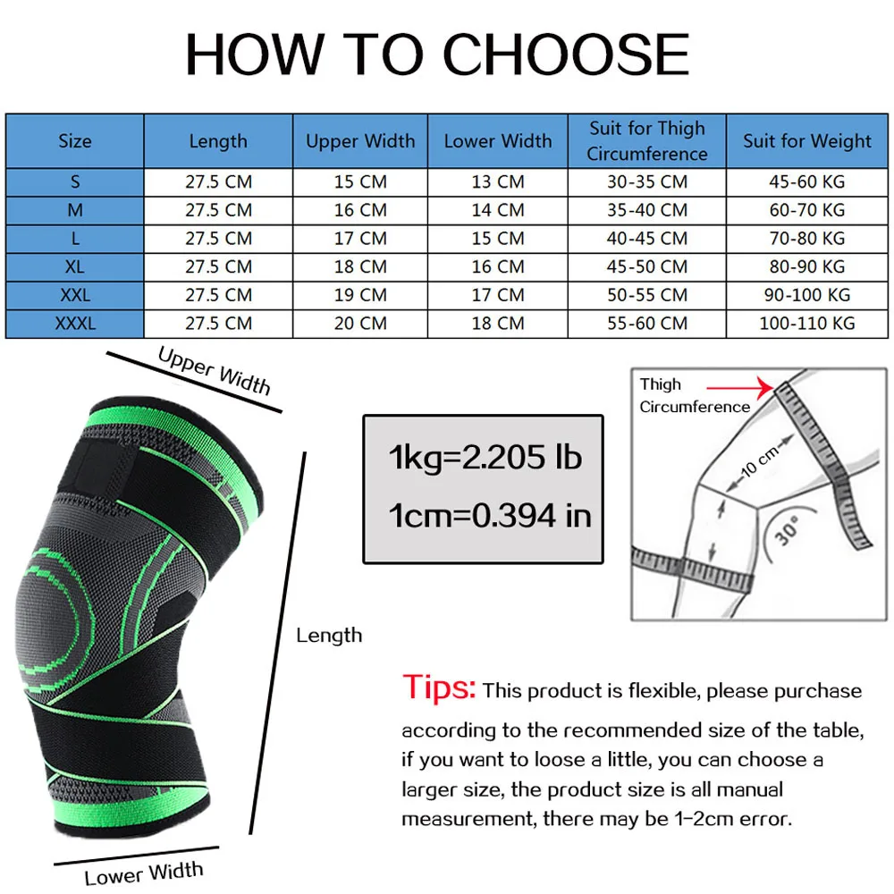 

1PC Sports Kneepad Men Pressurized Elastic Knee Pads Support Fitness Gear Basketball Volleyball Braces For Arthritis Protector
