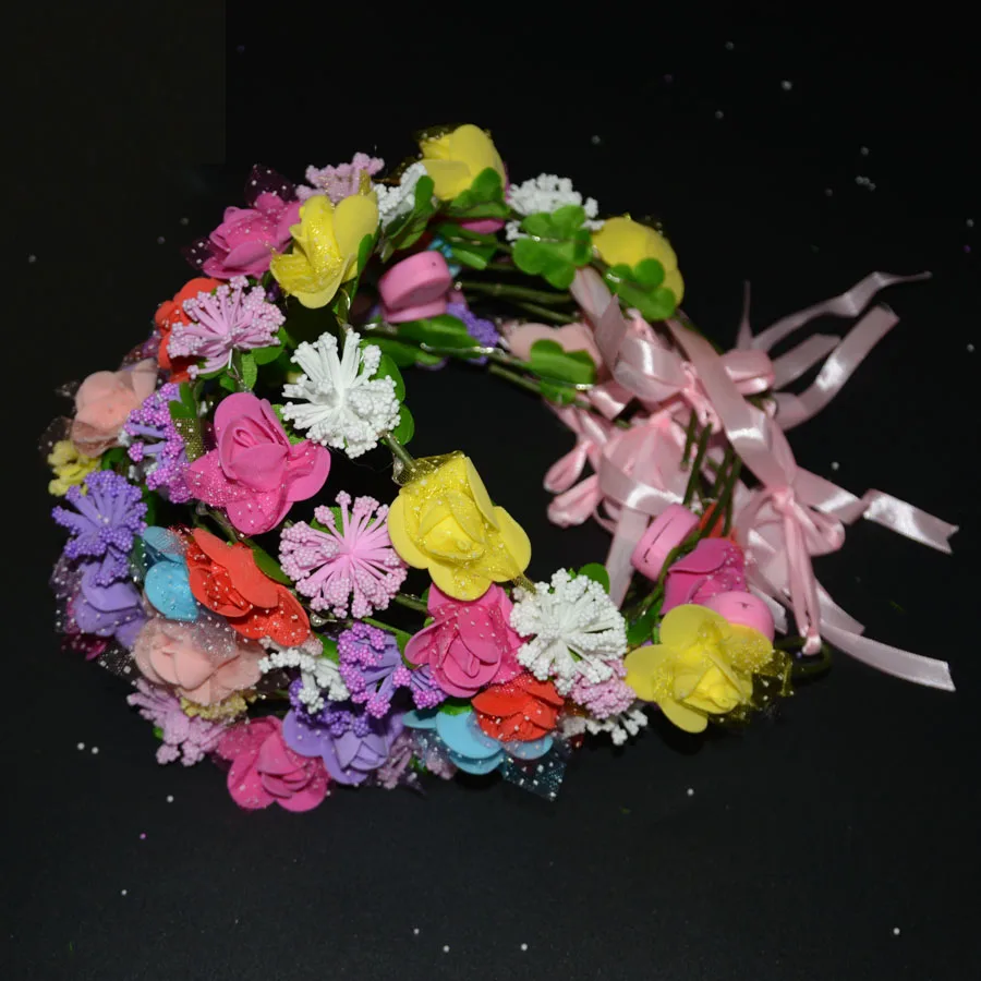 Головная повязка с цветком для вечеринки светодиодная лента волос венок