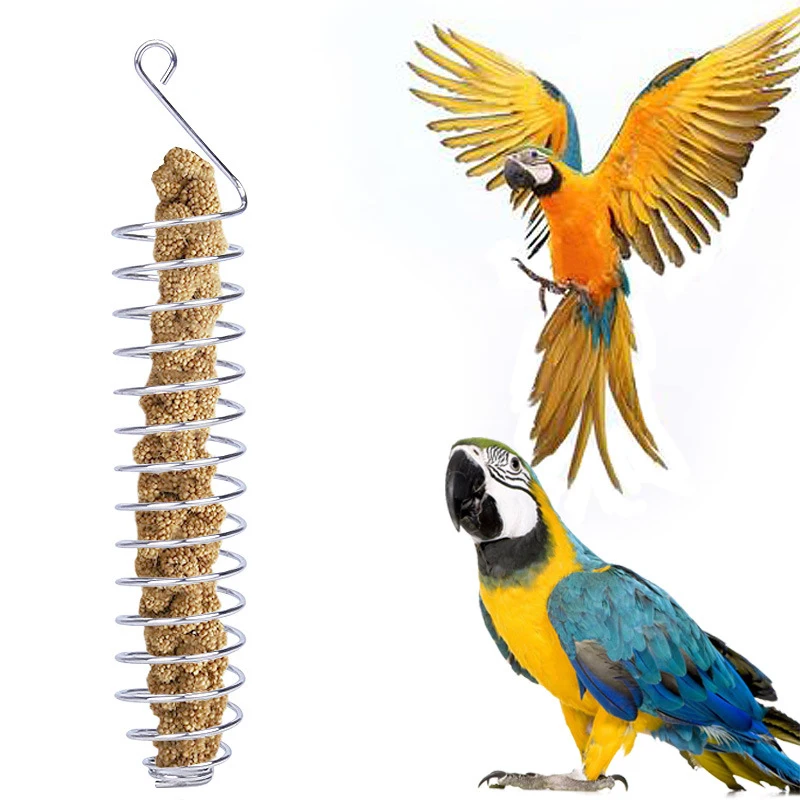 

Parrot Food Bowl Bird Toy Stainless Steel Feeder Fruits Birds Cage Basket Foraging Hanging Climb Small Animal Suppliers