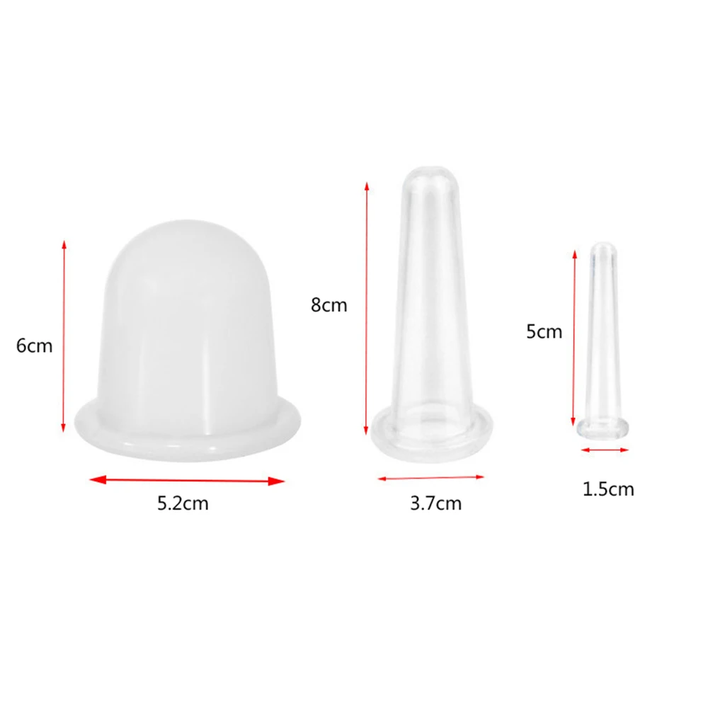 

3pcs Silicone Jar Vacuum Cuppings Cans for Body Neck Facial Massage Suction Silicone Cupping Device 2020 New