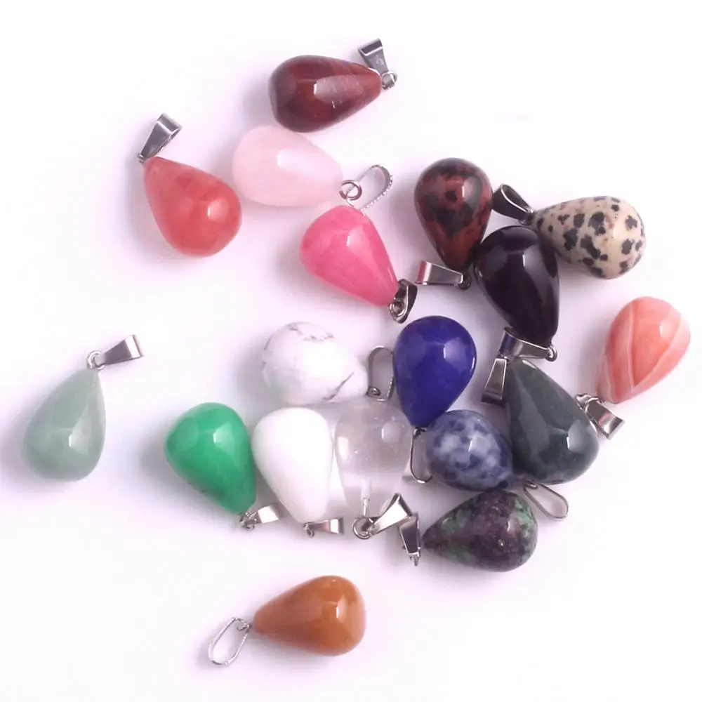 

30/60/100PCS wholesale Women Fashion natural stones Pendant charms Jewelry Water Drop Beads pendants for Necklaces making