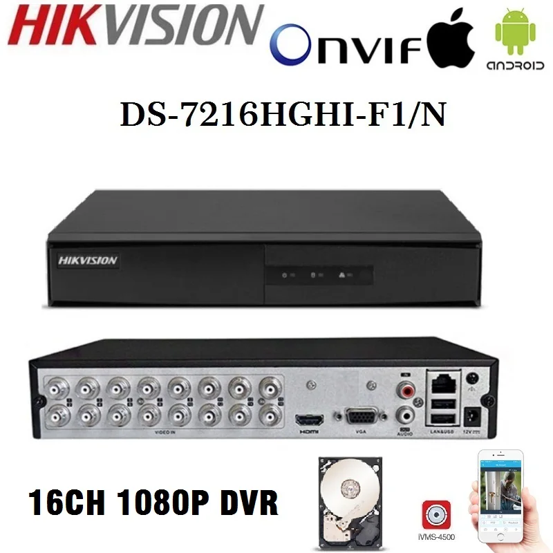 HD Hikvision английская версия DS 7204/08/16HGHI F1/N 1080P 4/8/16CH CCTV DVR для аналоговый/HDTVI/AHD/CVI