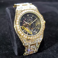hip hop top brand luxury mens watches fully iced out fashionable baguette diamond automatic mechanical aaa gold wristwatches