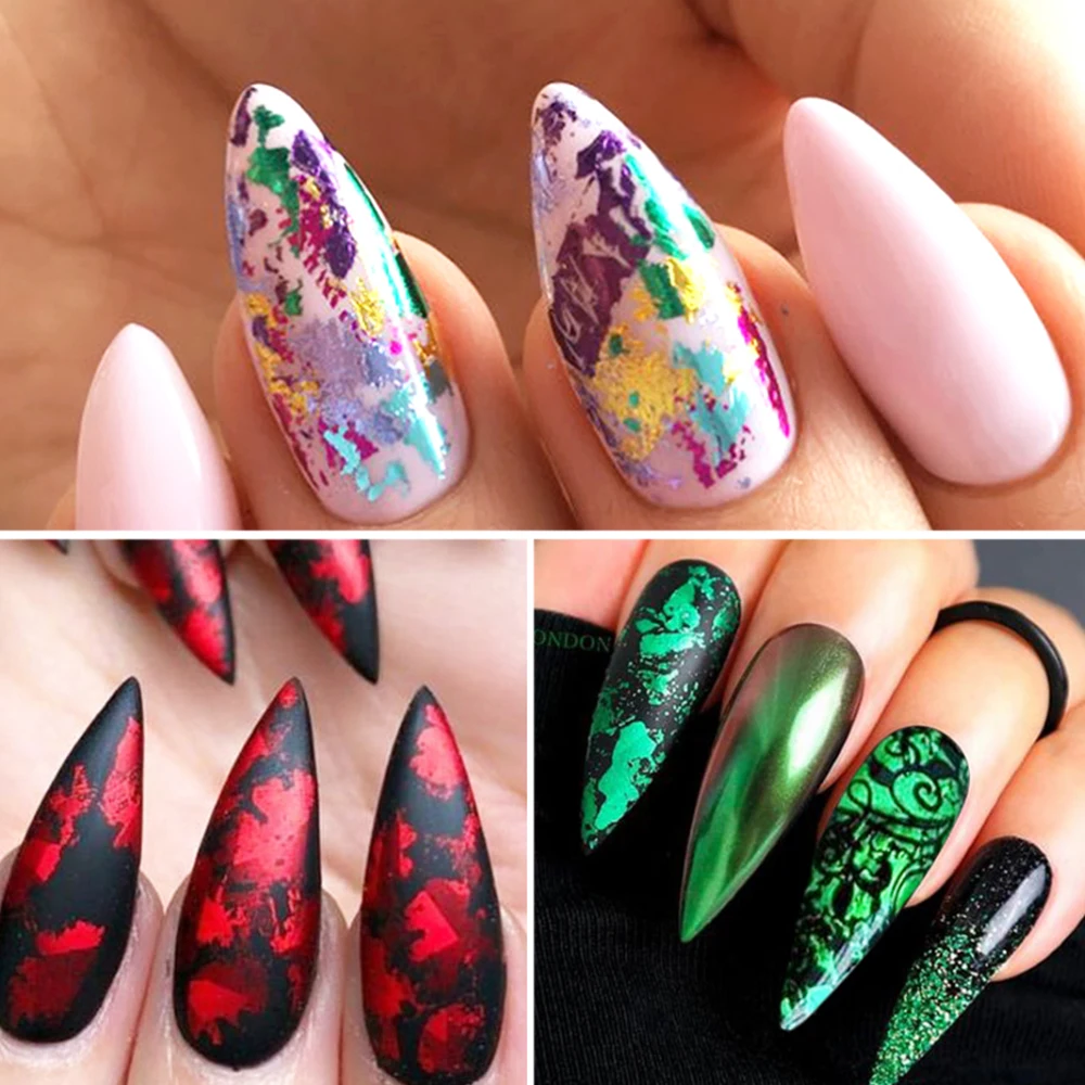 Блестящие наклейки для ногтей 14 цветов цвета розового золота шампанского