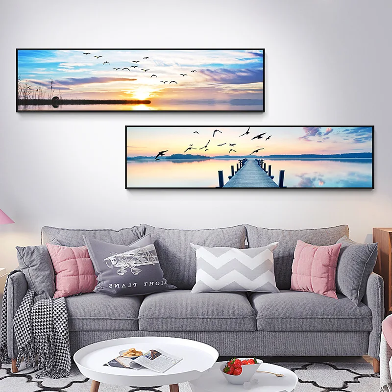 

Sunlight sunrise Nordic style Modern Wall Art Picture Canvas pretty Beach Seascape for porch Living room hanging painting Decor