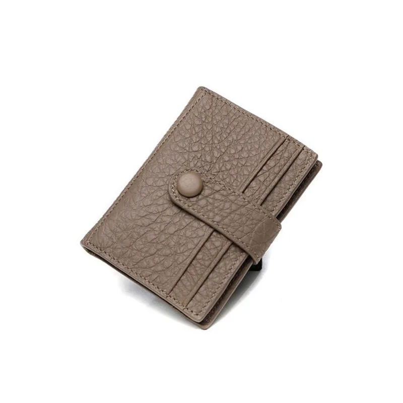elephant grey 16 CHSANATO, высокое качество, натуральная кожа, кредитный держатель для карт, для девушек, Бизнес ID, визитница, многофункциональный, тонкий, мини кошелек - Цвет: elephant grey 16