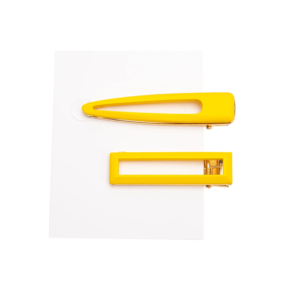 yellow 2pcs 2/3 шт, трендовые яркие Твердые Полые геометрические заколки для волос для женщин, деревянные заколки для волос, ручная работа, заколка для волос, для девушек - Цвет: yellow 2pcs