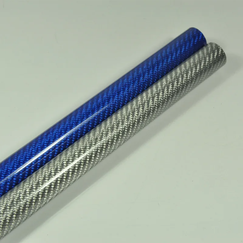 Трубка из углеродного волокна 2 шт./лот блестящая поверхность 3K длина 1000 мм синий