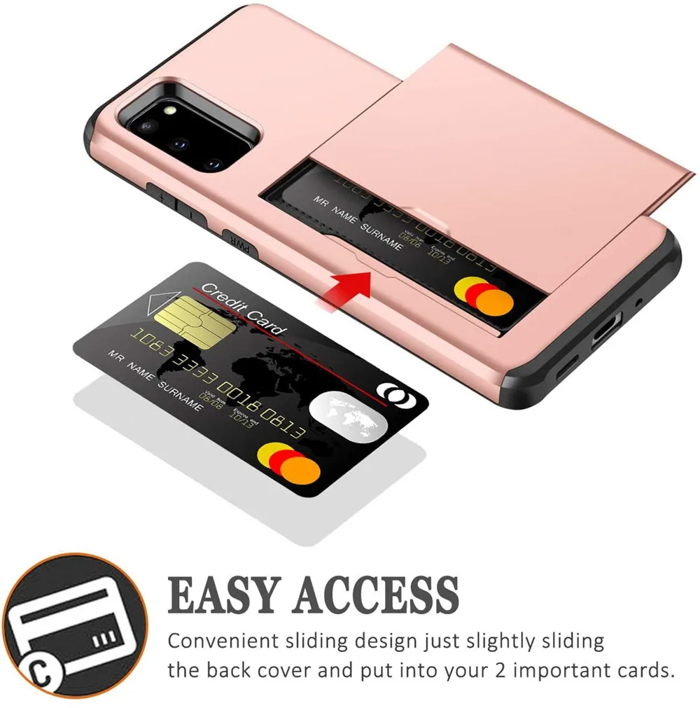 

For Samsung Galaxy S20 S20 Plus S21 Ultra Case Protective Credit Card Holder ID Slot Case for Samsung S20 S21 FE 5G Cover Coque