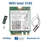 Беспроводной постоянногопеременного Intel 3165 Wi-Fi карты Dual Band 2,4 гWi-Fi 5 ГГц 433 Мбитс 802.11ac Wifi + Bluetooth 4,0 сетевая мини-адаптер 3165NGW
