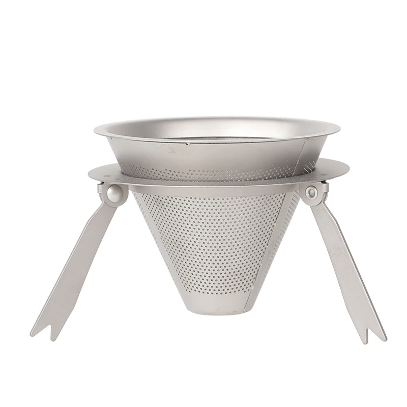 Rover Camel Reusable Coffee Filter Pure Titanium Holder Metal Mesh Funnel Baskets Coffee Filters Dripper Drip Coffee Filter Cup