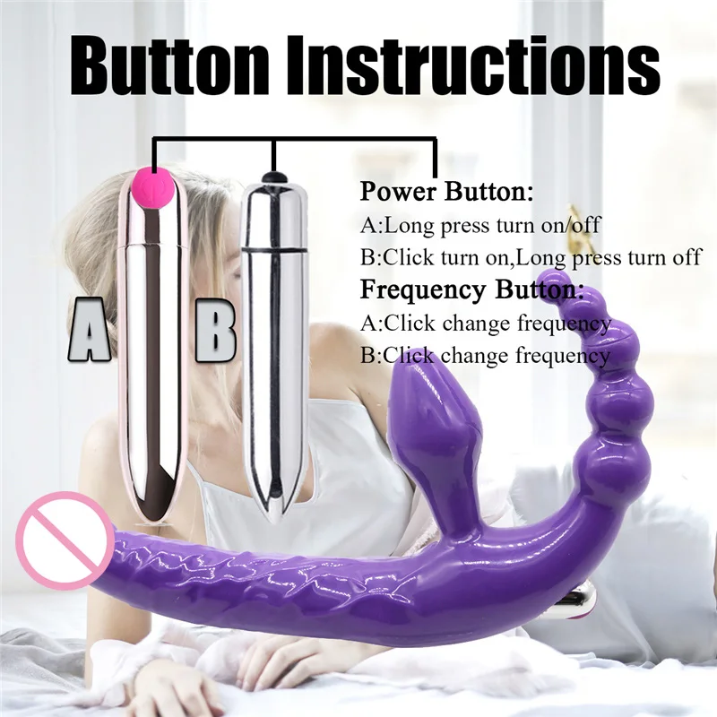 Strapon Dildo Vibrator for Couples Erotic Intimate Goods Double Penetration 10 Speed Anal Sex Toys Women | Красота и здоровье